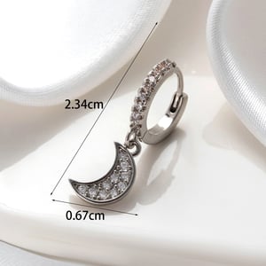 1 Piece Simple Series Classic Moon Copper Silver Color Material Zircon Women's Dangle Earrings h5 